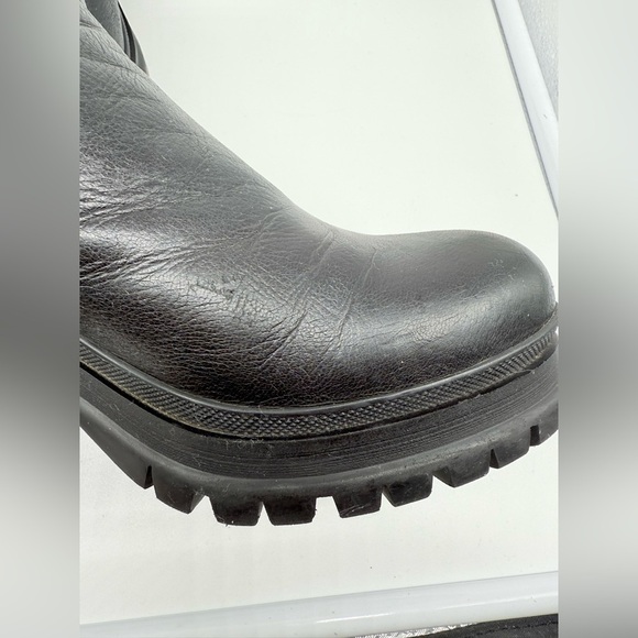 Prada Black leather Lug sole logo Chelsea Boots block heel EU 38.5 - Picture 10 of 16